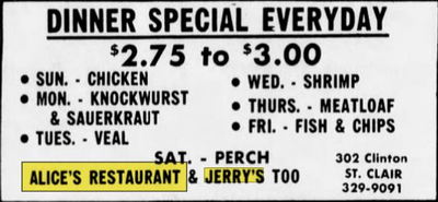 Alices Restaurant - Jan 1980 Ad (newer photo)